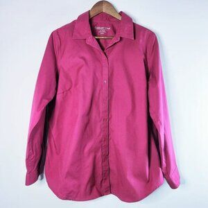 Coldwater Creek Womens Fuchsia No Iron Button Up Blouse Size 18W Career Work